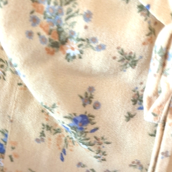 Reformation Yellow Puff Sleeve Floral Sweetheart Mini Dress Size 6 - Picture 7 of 9